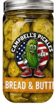 A jar of Campbell's Pickles Bread & Butter