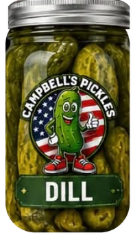 A jar of Campbell's Pickles Dill
